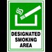 Sign designated smoking area